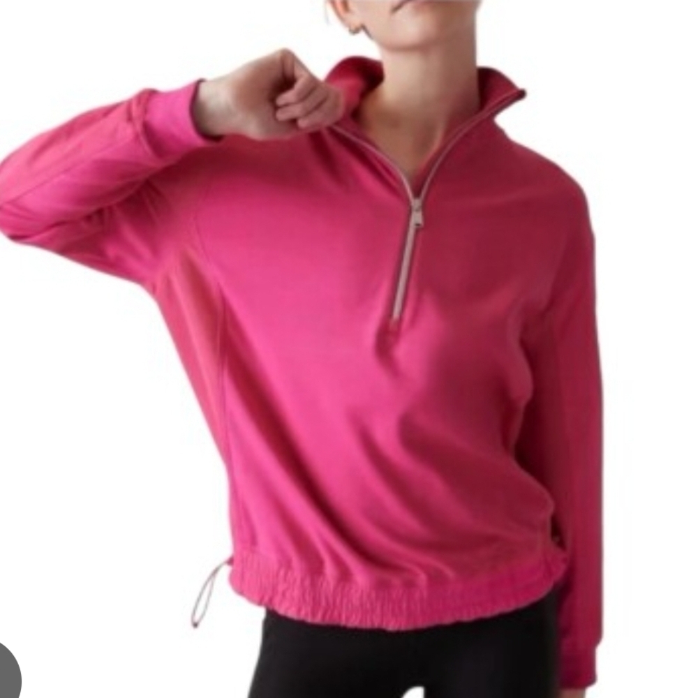 ATHLETA Women's Pink Quarter Zip Pullover Size Small